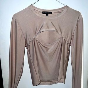 Nude/Cream Cut Out Long-sleeve Top (Large)